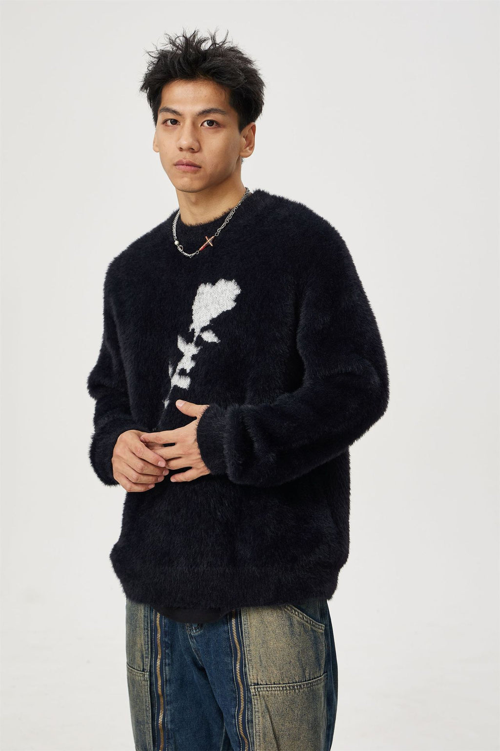 Men's And Women's Same Maychao Casual Jacquard Mink-like Pullover Sweater
