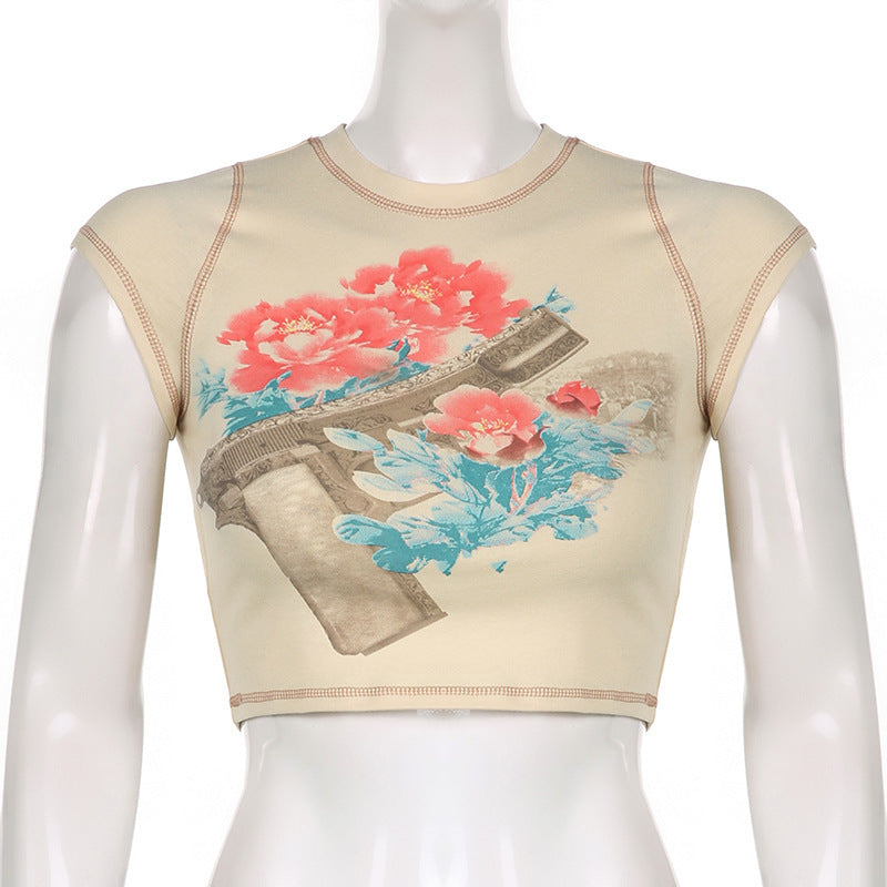 Glock  Retro Print Round Collar Short Style