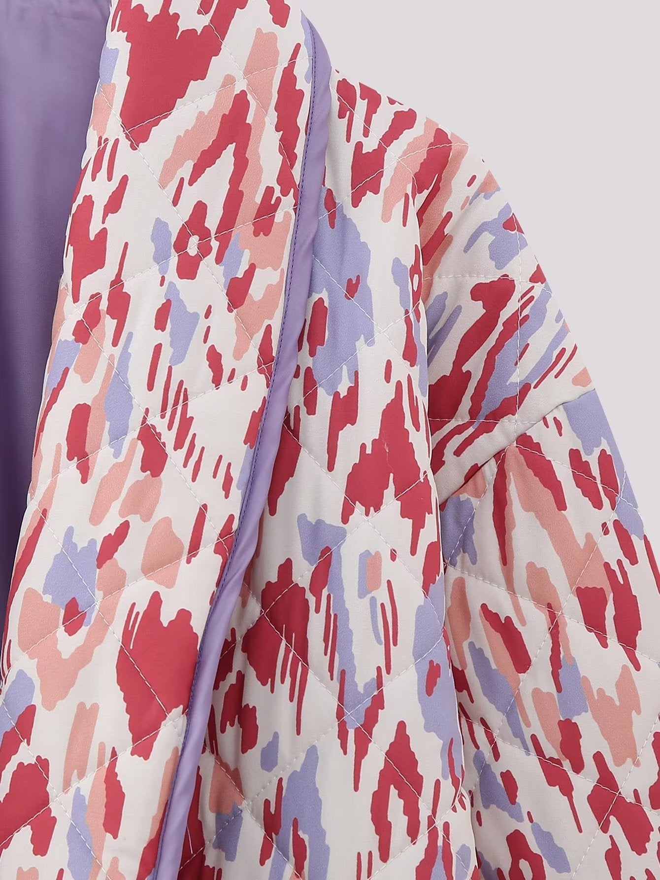 Warm Lapel Print Quilted Jacket