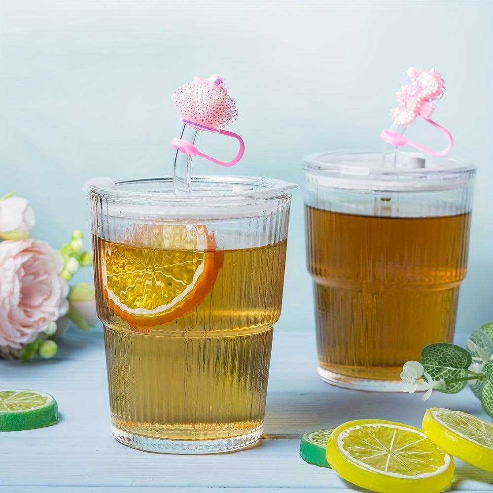 Shiny Reusable Silicone Straw Cover And Cups Accessories