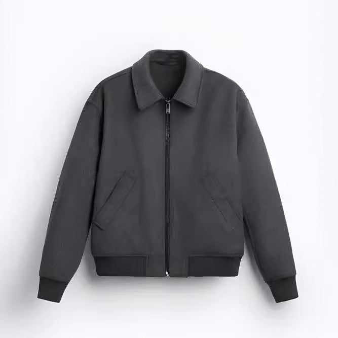 Wear Polo Collar Woolen Coat British Jacket Cardigan