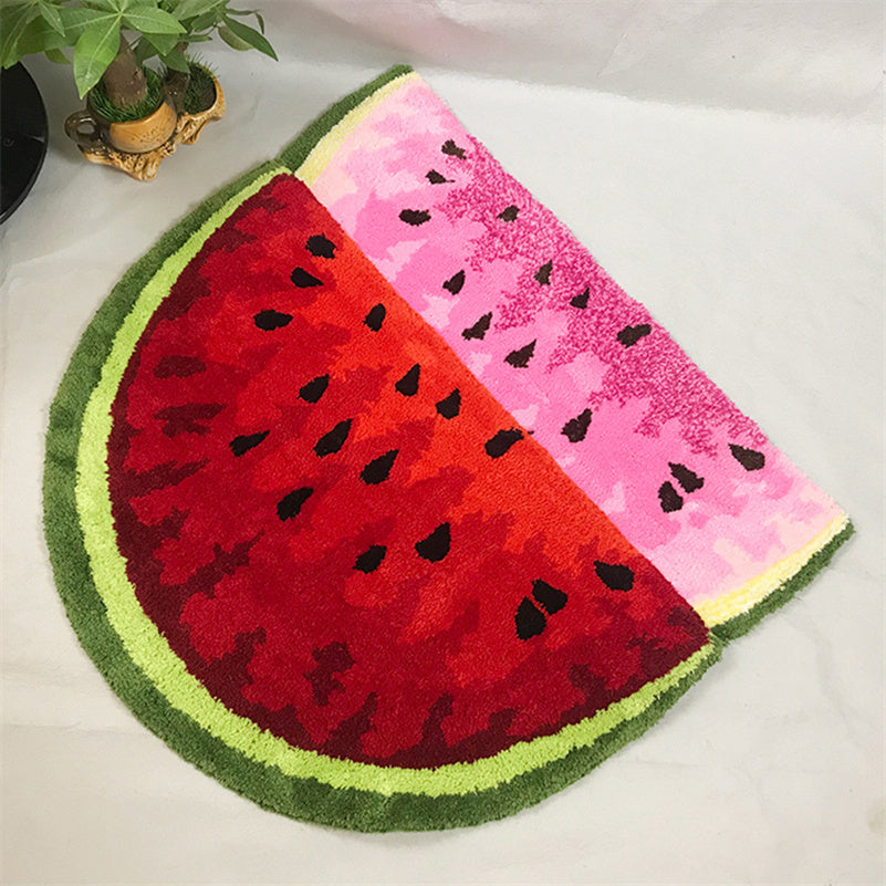 Creative Polyester Fiber Semicircle Watermelon Rug Kitchen Bathroom Carpet