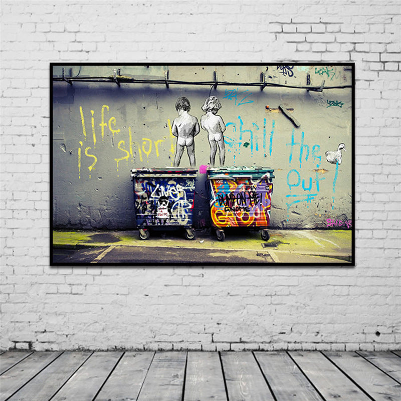 Children graffiti street art painting