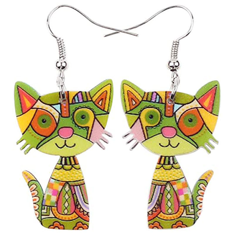painted cat earrings