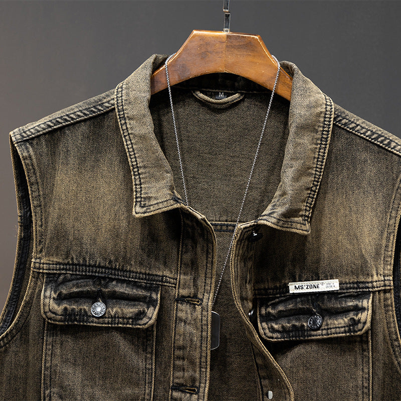 Denim Coat Men's Loose-fitting Waistcoat Workwear Tops