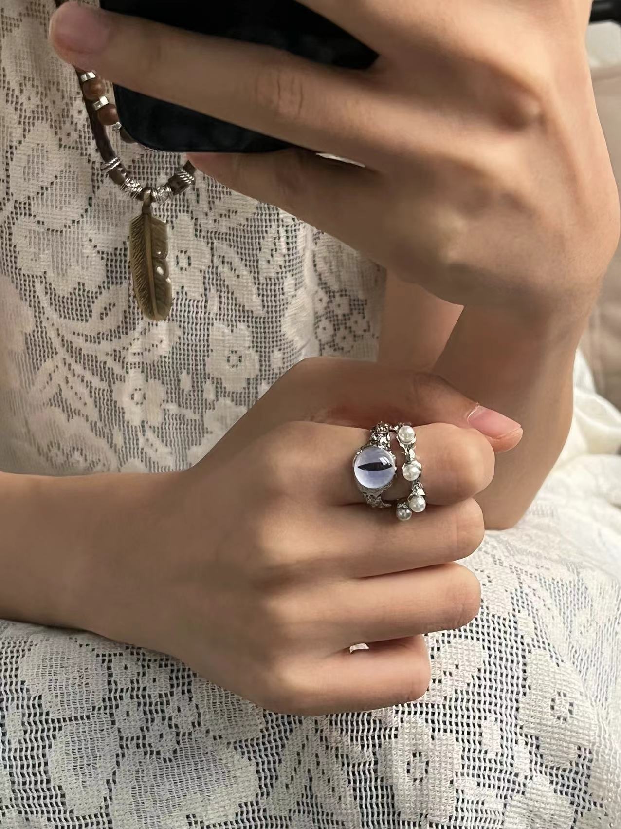 Heavy Duty Hip Hop Neutral Pearl Ring