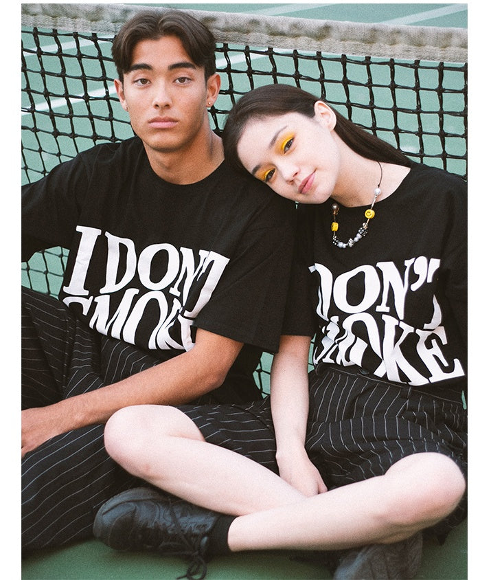 TEE pair of short - sleeved female popular logo men's T-shirt