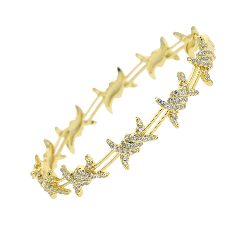 Punk Street Rap Thorns Zircon Bracelet