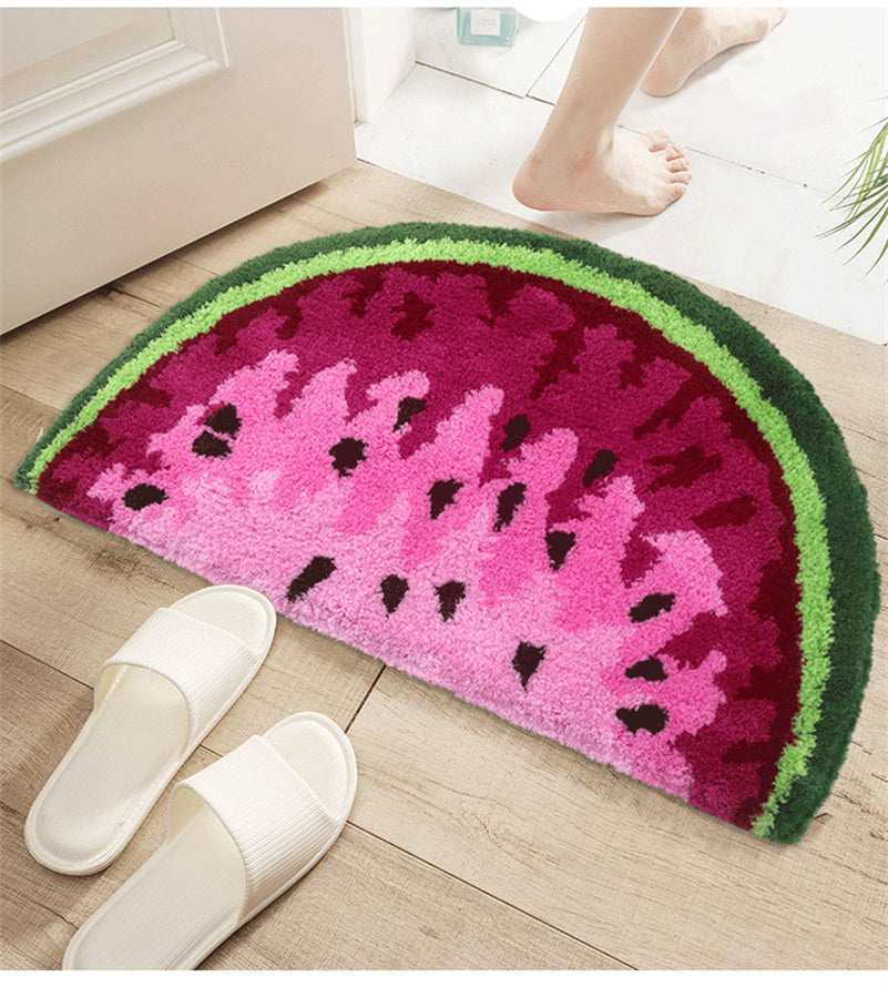 Creative Polyester Fiber Semicircle Watermelon Rug Kitchen Bathroom Carpet