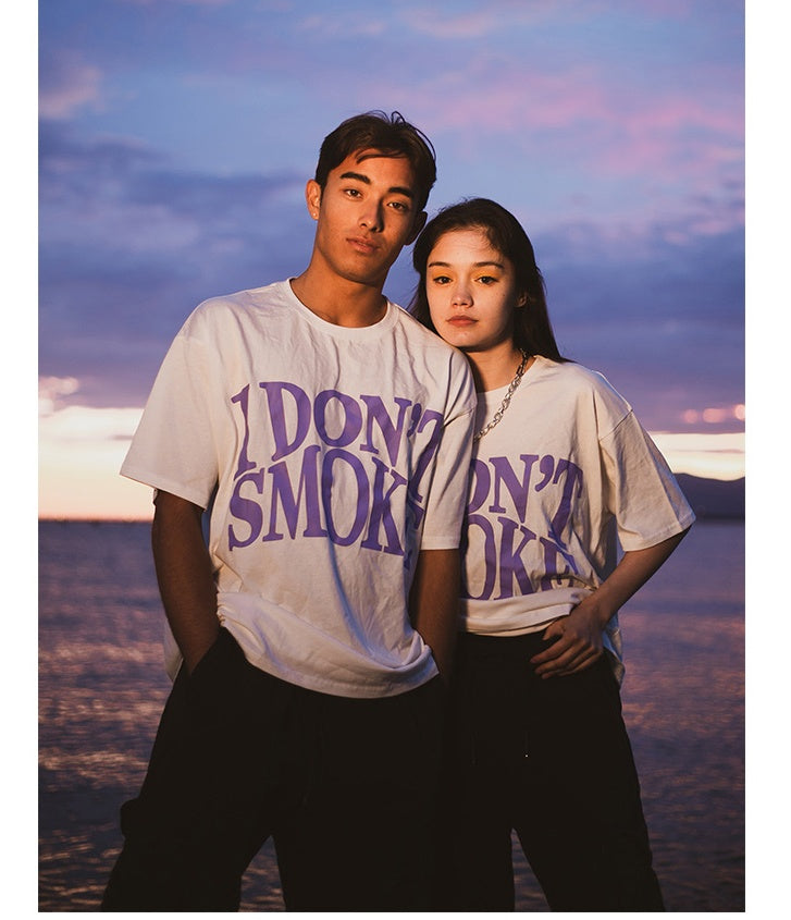 TEE pair of short - sleeved female popular logo men's T-shirt