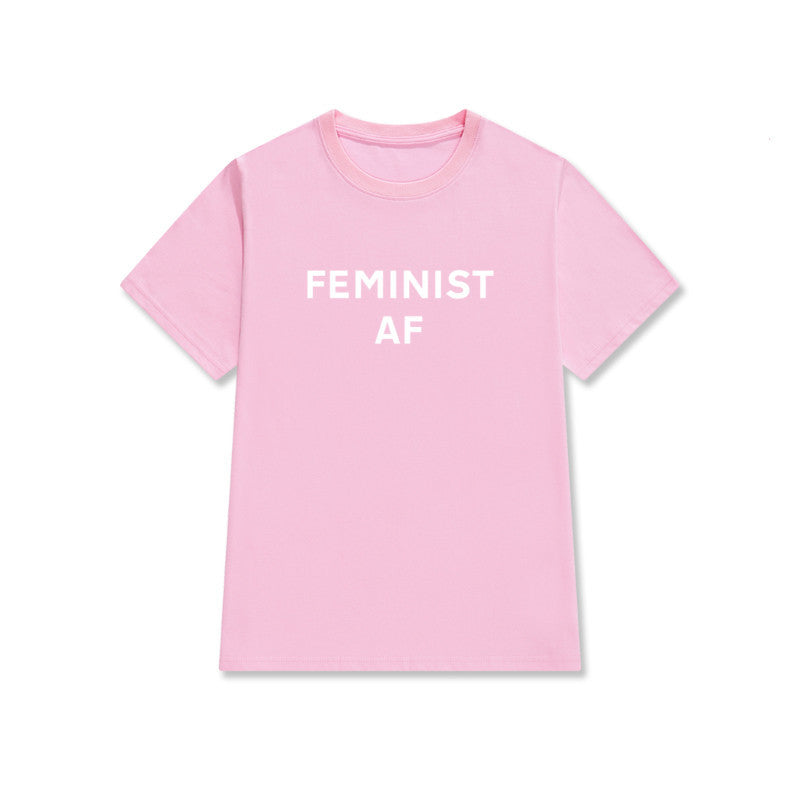 Feminist Letter Print Short Sleeve Street