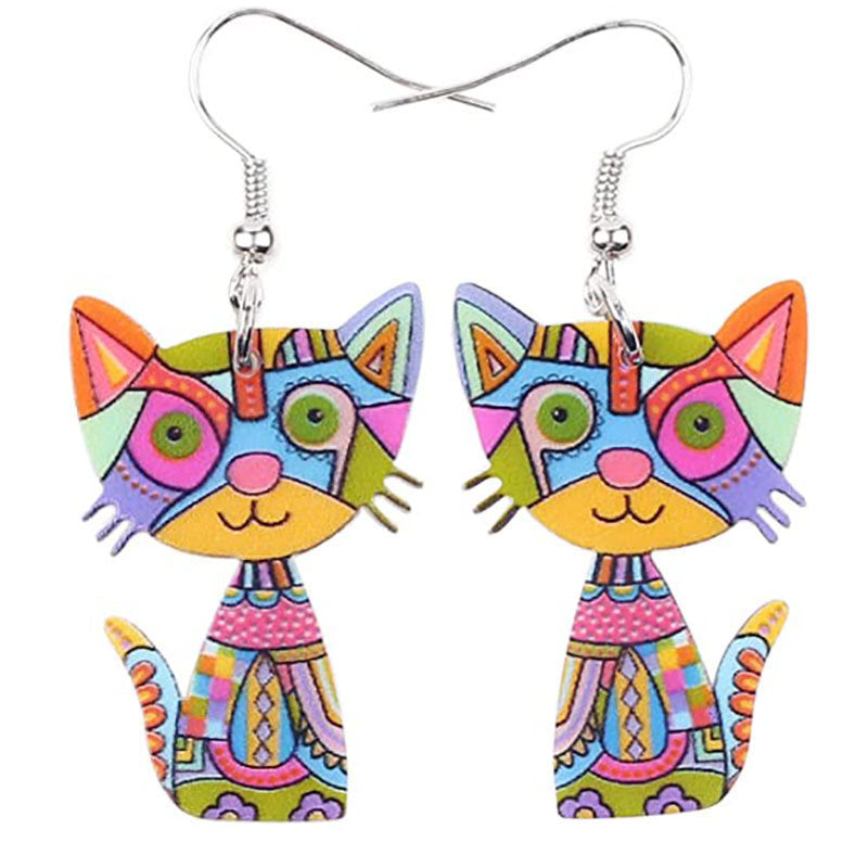painted cat earrings