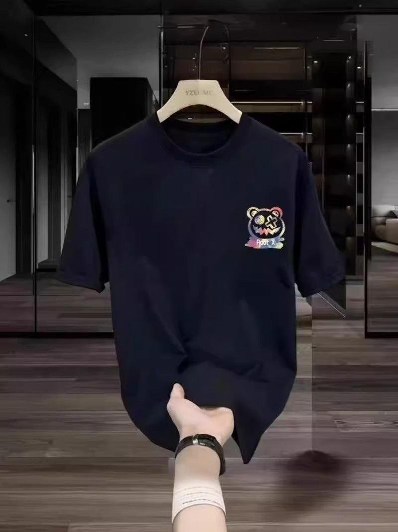Fashion Letter Printed Round Neck Men's Top