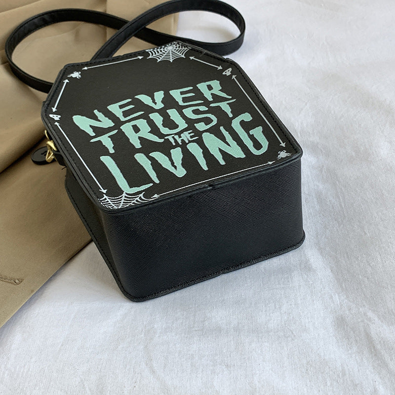 Printed Graffiti Printed Vertical Small Square Bag Dark Goth Style