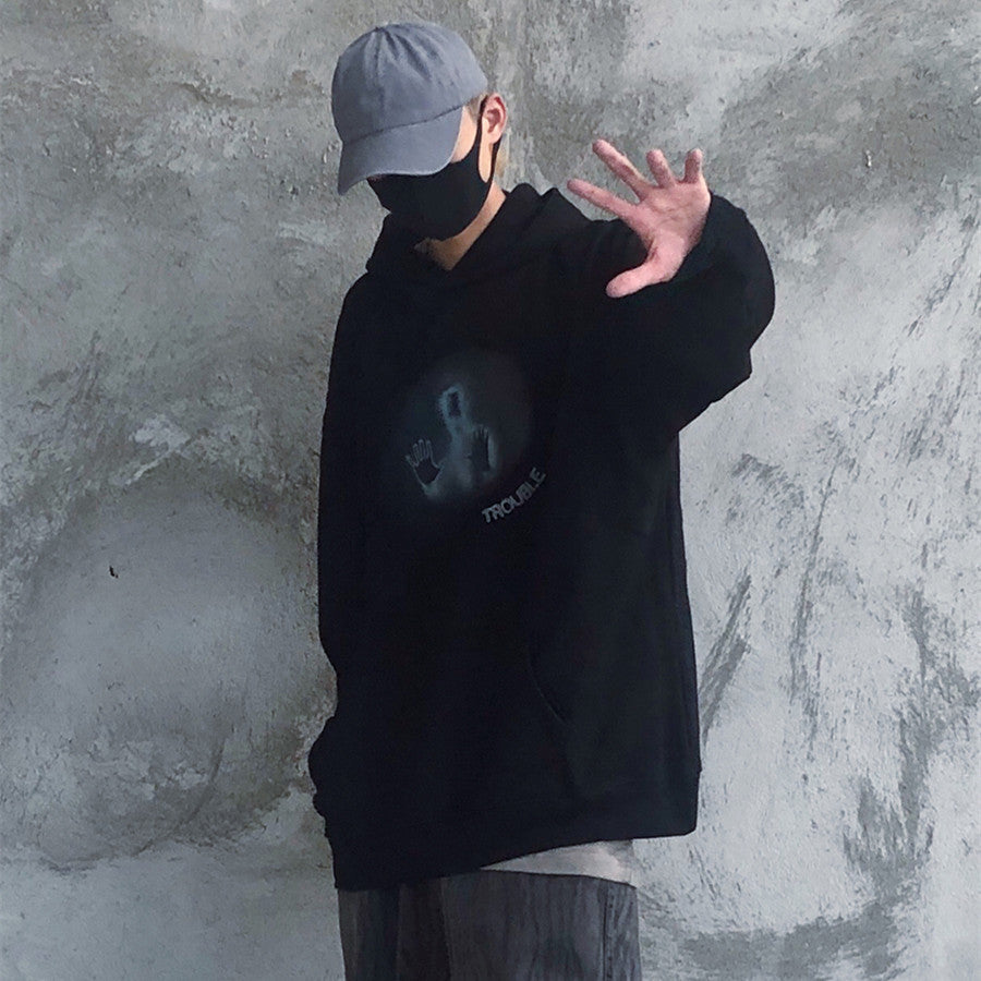 Ghost Print Couple Hip Hop Loose Hoodie