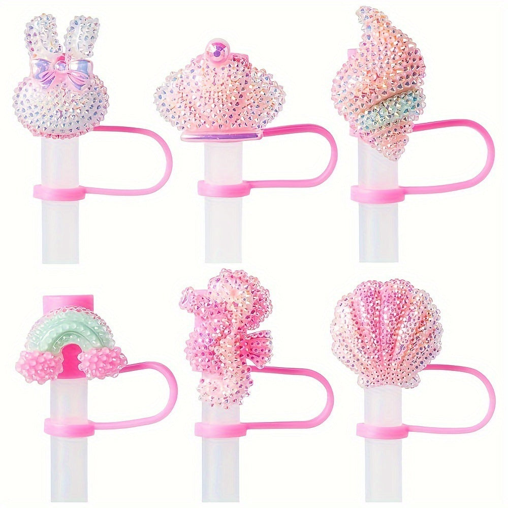 Shiny Reusable Silicone Straw Cover And Cups Accessories