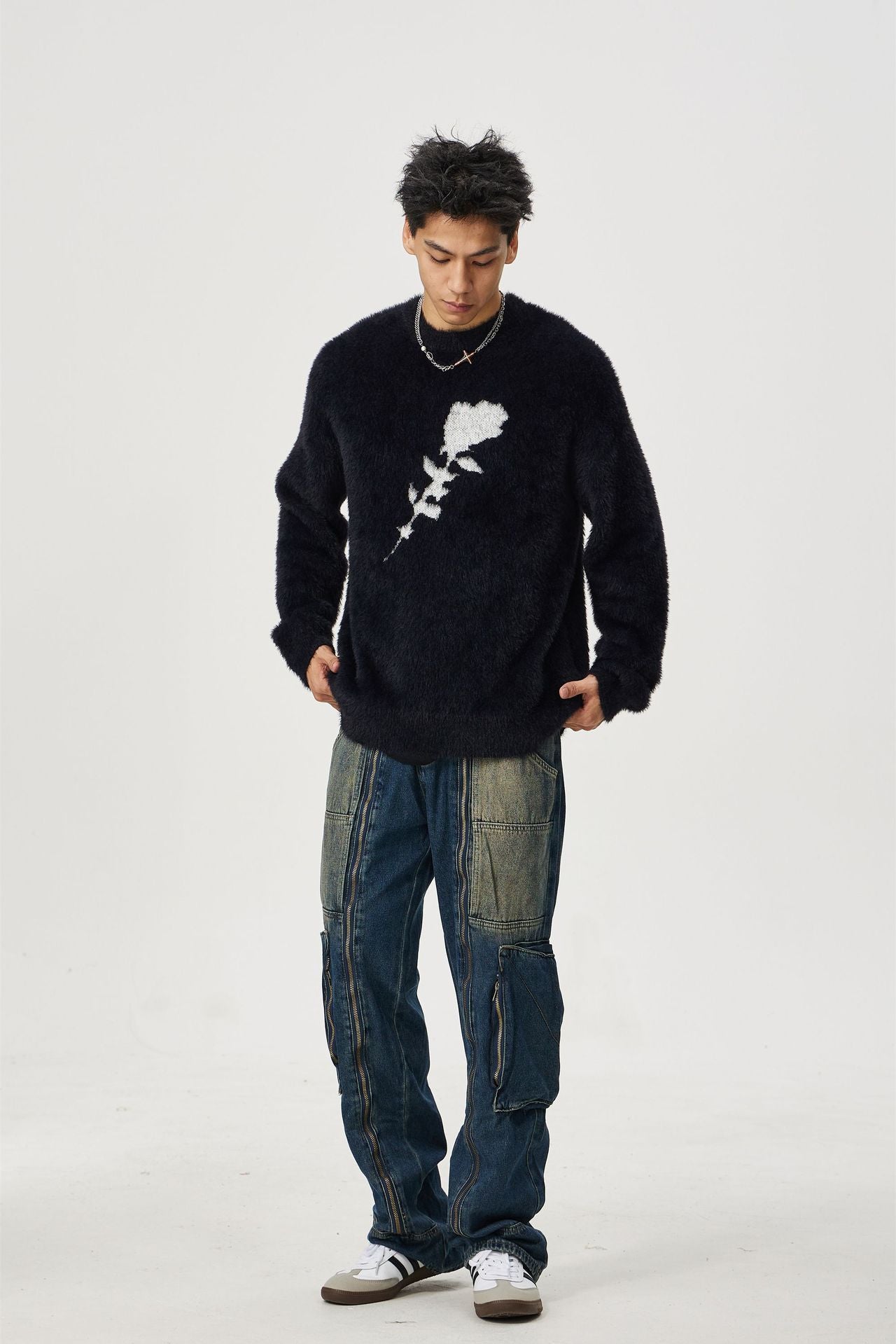Men's And Women's Same Maychao Casual Jacquard Mink-like Pullover Sweater