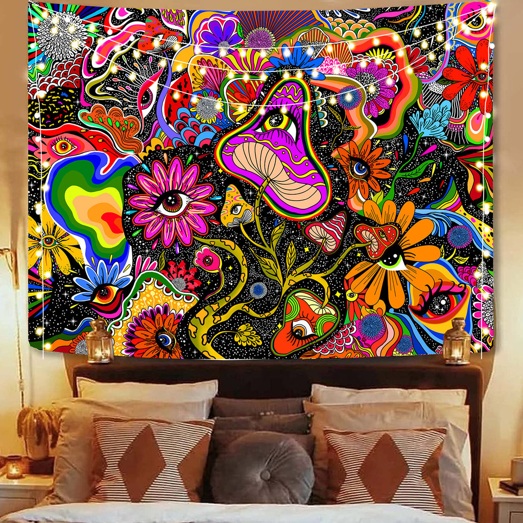 Psychedelic Mushroom Print Hip Hop Tapestry