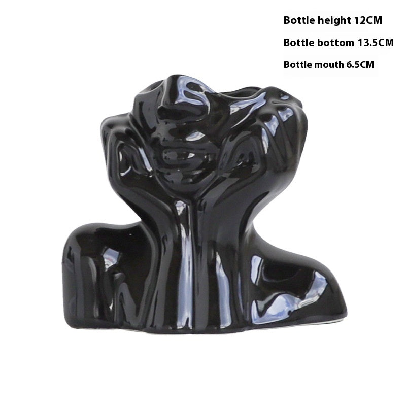 Nordic Style Body Art Black Ceramic Vase Ornament