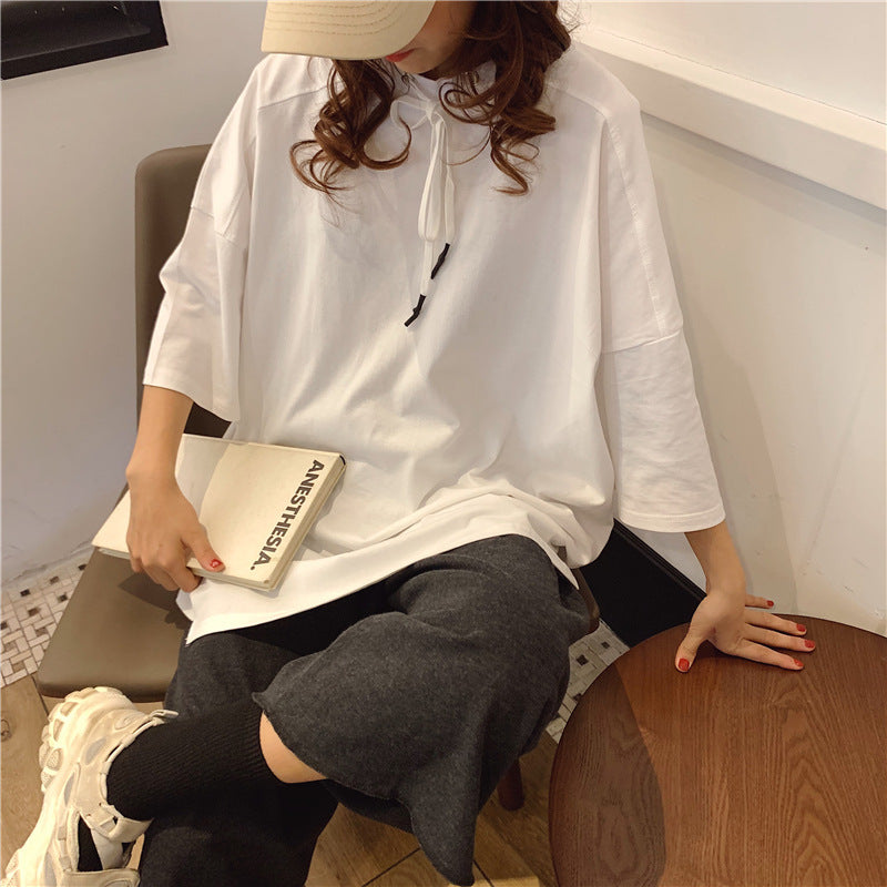 Hip-hop bungee loose short sleeves