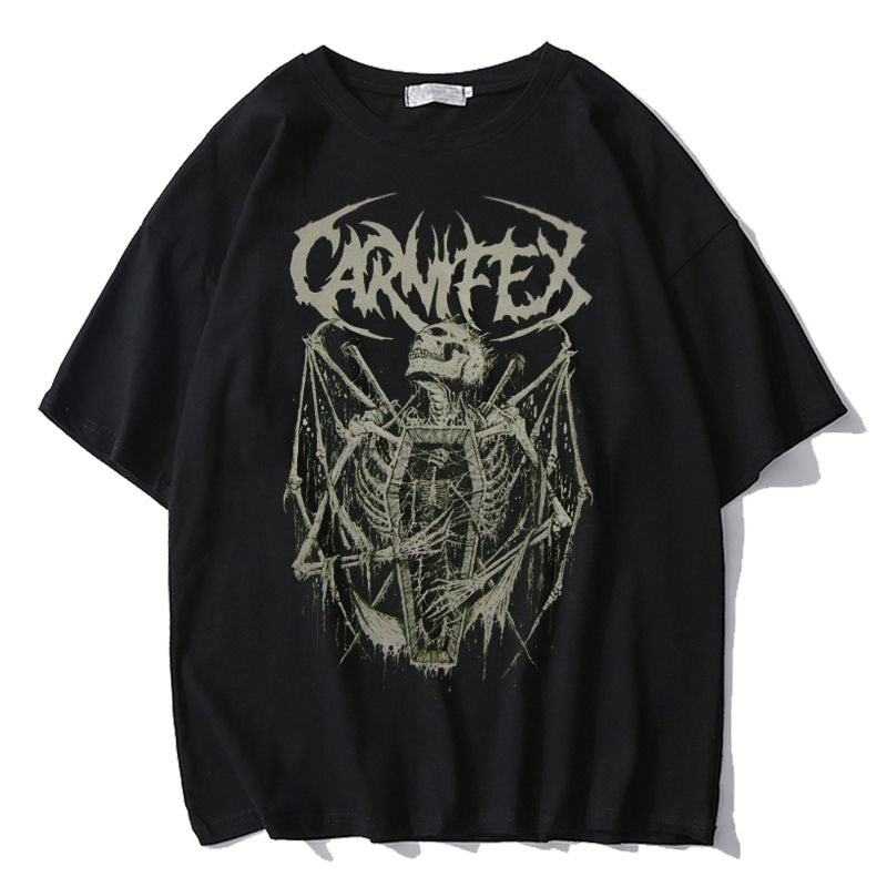 Women's T Loose Men's And Women's Dark Color Streetwear Tops