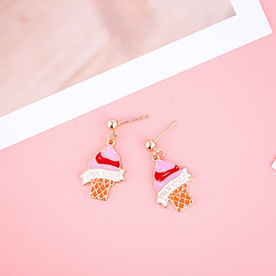 Girly Cute Fruit Earrings Ice Cream Apple Earrings Cactus Ins Earrings Pineapple Earrings