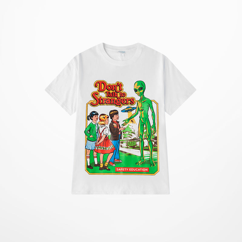 Oversize Hip-Hop Couples Print Short Sleeves