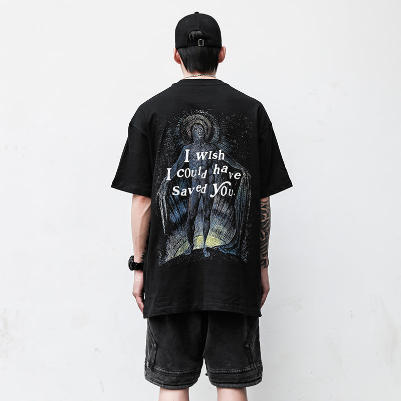 Character printed hip hop short sleeve