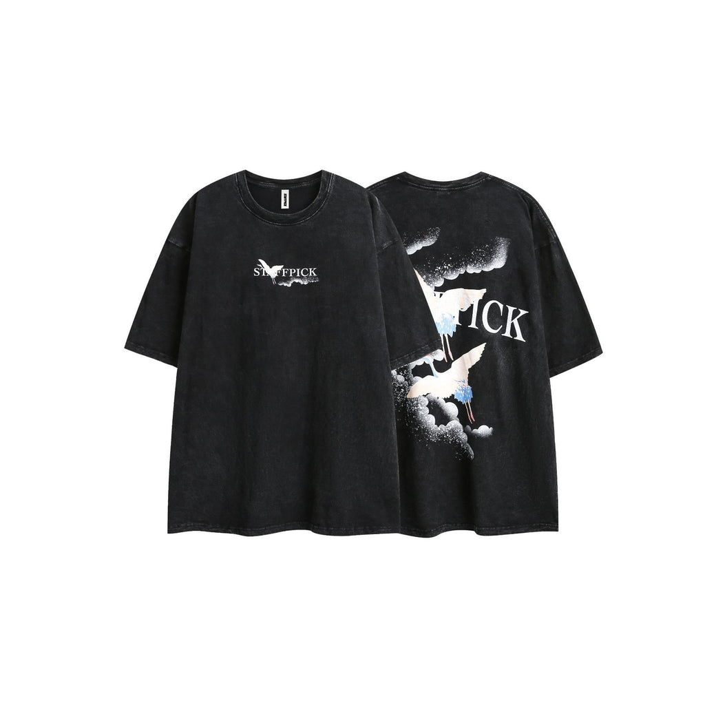Street Tide Brand Wash Short Sleeve