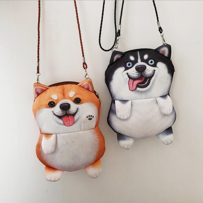 Cute cartoon 3D printing animal dog chain bag