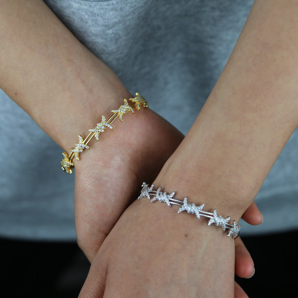 Punk Street Rap Thorns Zircon Bracelet