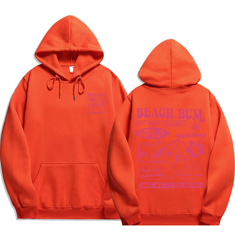 Printed Cuff Thread Hoodie Sweater Top