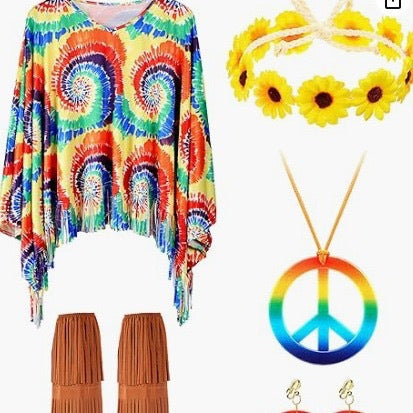 Tie Dye Cloak Costume Halloween Party Clothing Suit