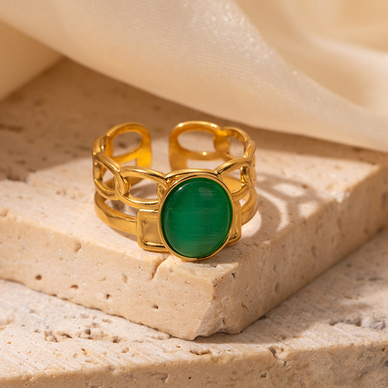 Retro Asymmetric Geometric Stainless Steel Ring