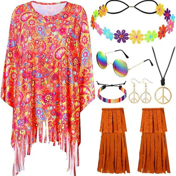 Tie Dye Cloak Costume Halloween Party Clothing Suit
