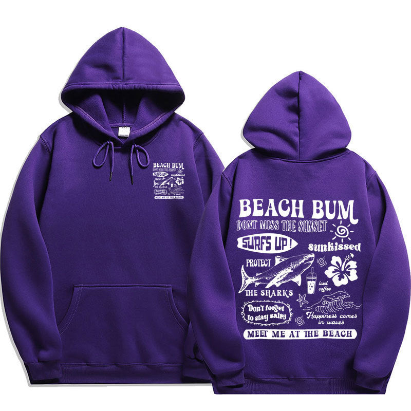 Printed Cuff Thread Hoodie Sweater Top