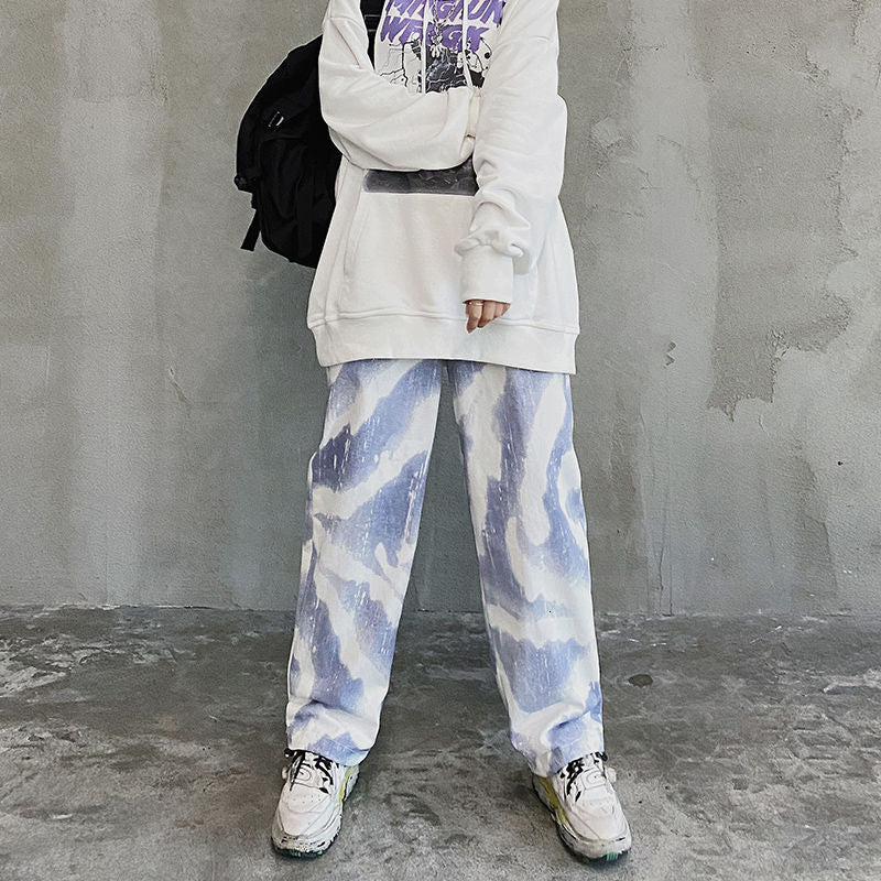 Overalls Men's National Tide High Street Pants Drape Mopping Wide Leg Pants High Street Boys Wear