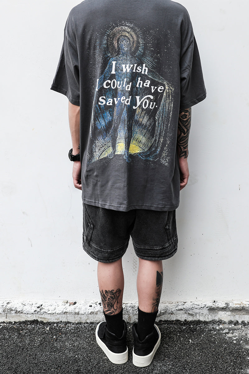 Character printed hip hop short sleeve