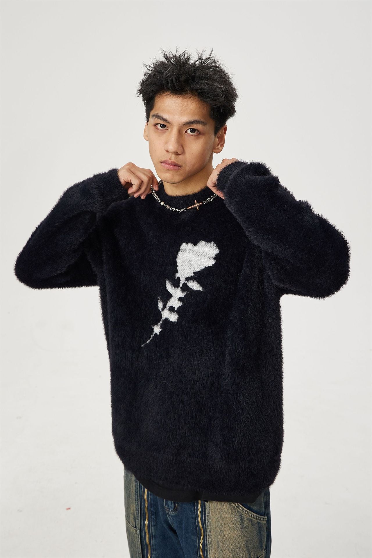 Men's And Women's Same Maychao Casual Jacquard Mink-like Pullover Sweater