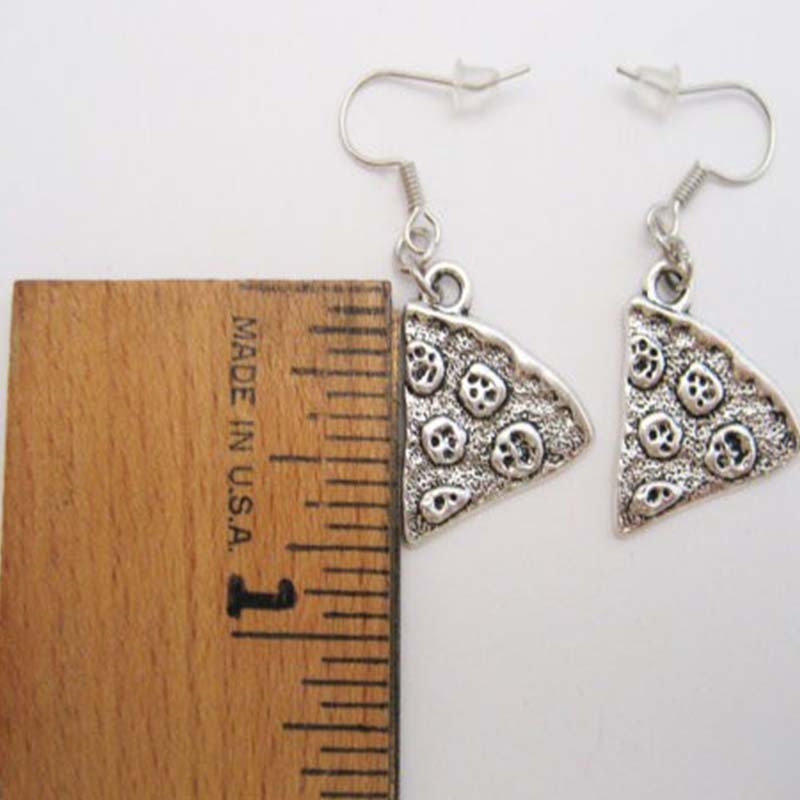 Silver vintage pizza earrings