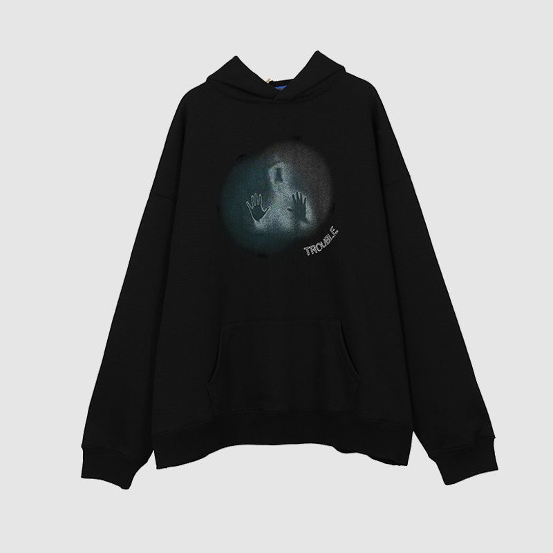 Ghost Print Couple Hip Hop Loose Hoodie
