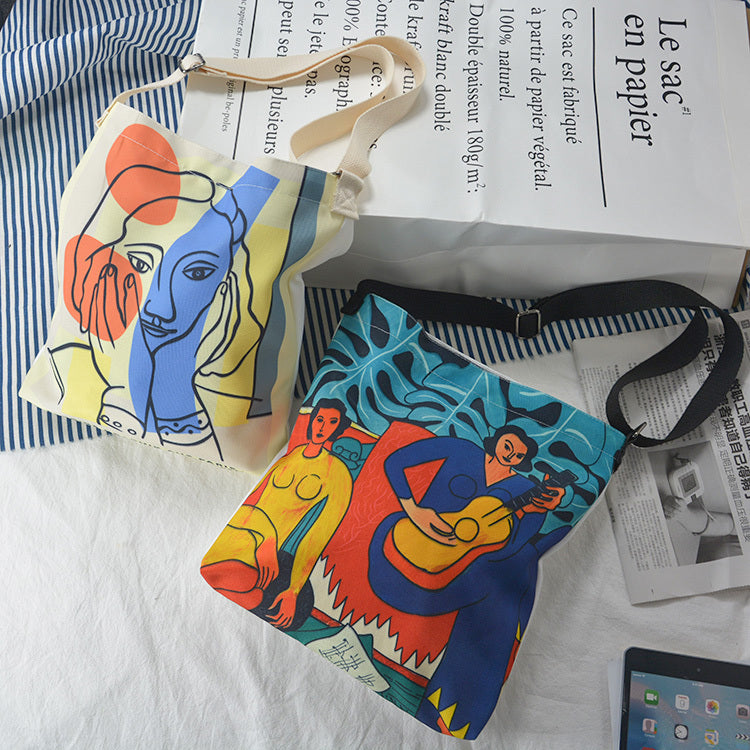 Canvas bag female slung original design literary girl pericard ins canvas bag Messenger bag