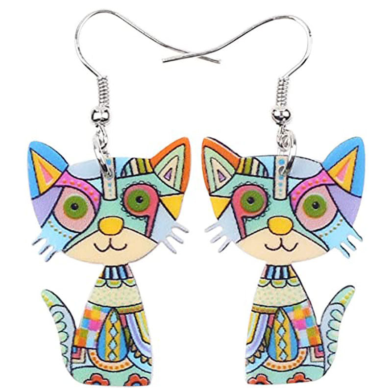 painted cat earrings