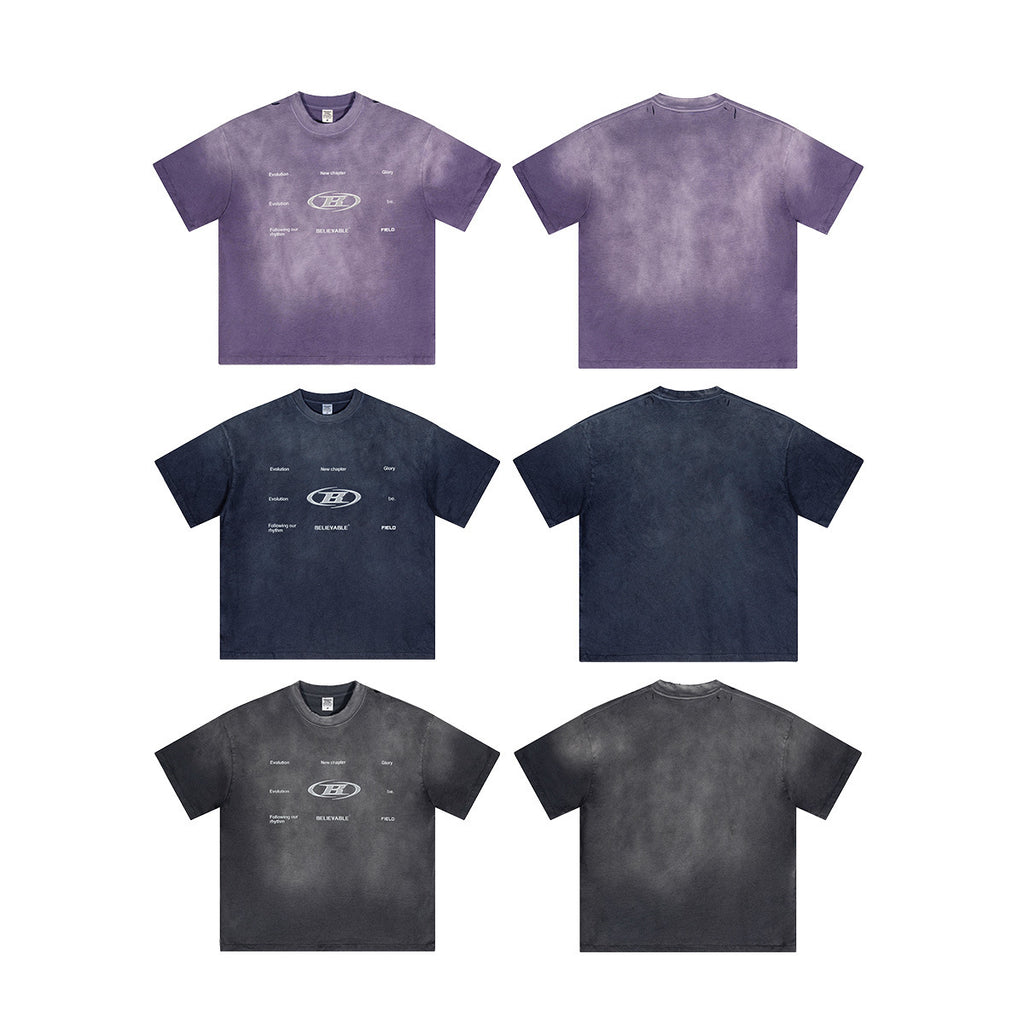 Retro Washed Round Neck Short Sleeve Men And Women