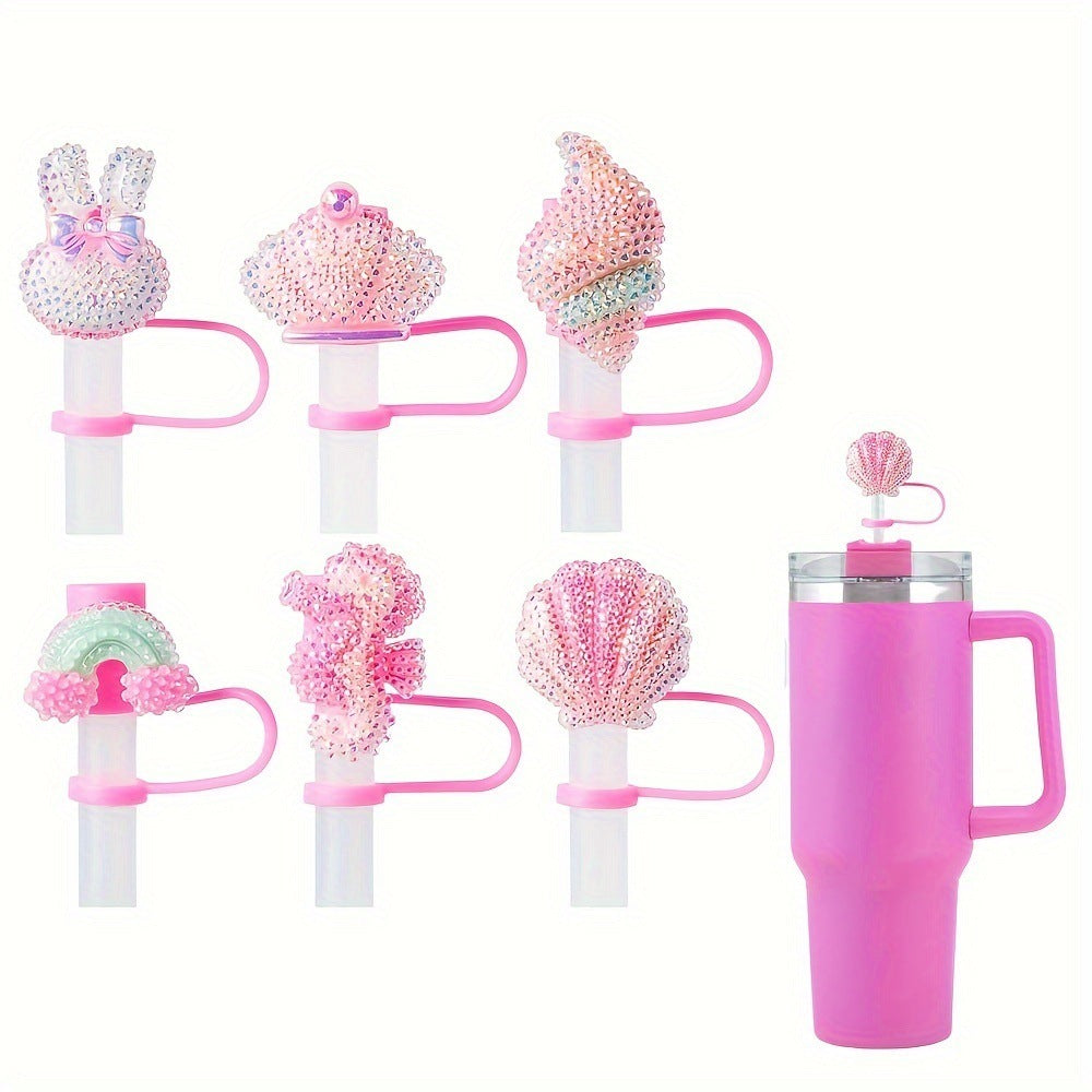 Shiny Reusable Silicone Straw Cover And Cups Accessories