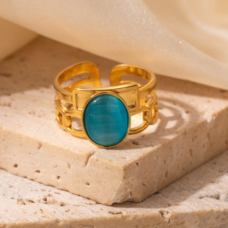 Retro Asymmetric Geometric Stainless Steel Ring