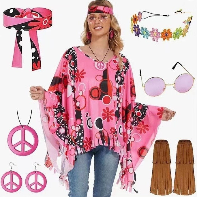 Tie Dye Cloak Costume Halloween Party Clothing Suit