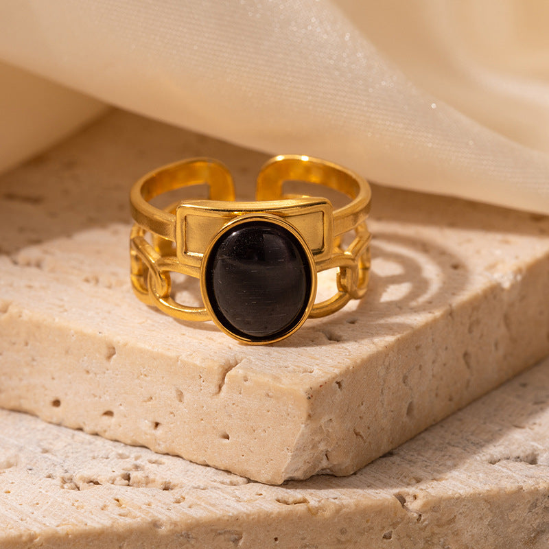 Retro Asymmetric Geometric Stainless Steel Ring
