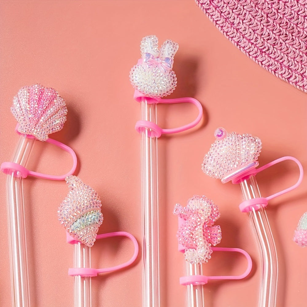 Shiny Reusable Silicone Straw Cover And Cups Accessories