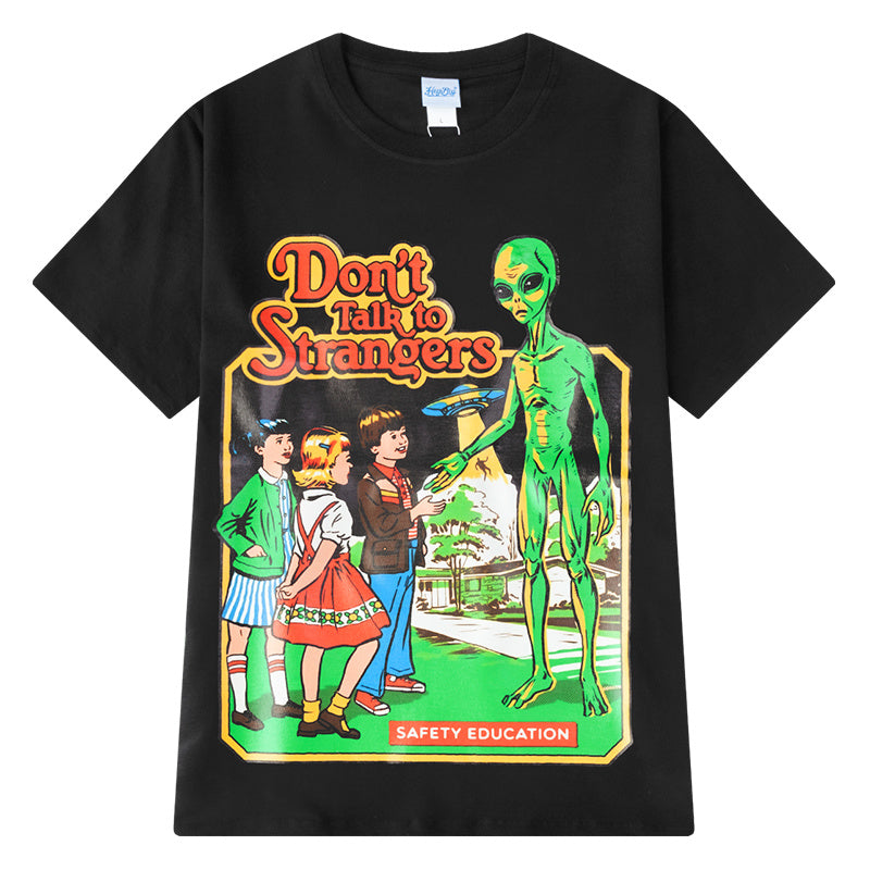 Oversize Hip-Hop Couples Print Short Sleeves